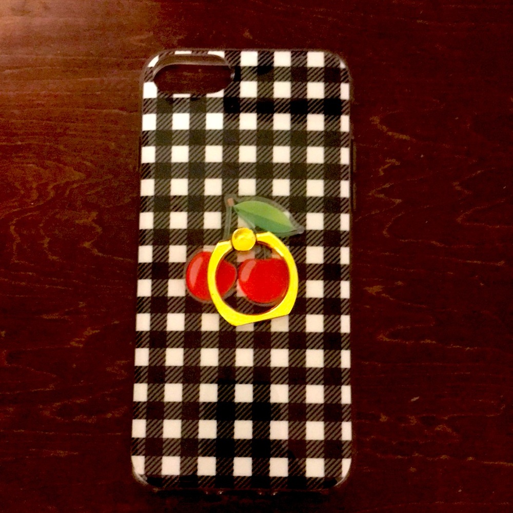 iPhone 7 cherry plaid phone case